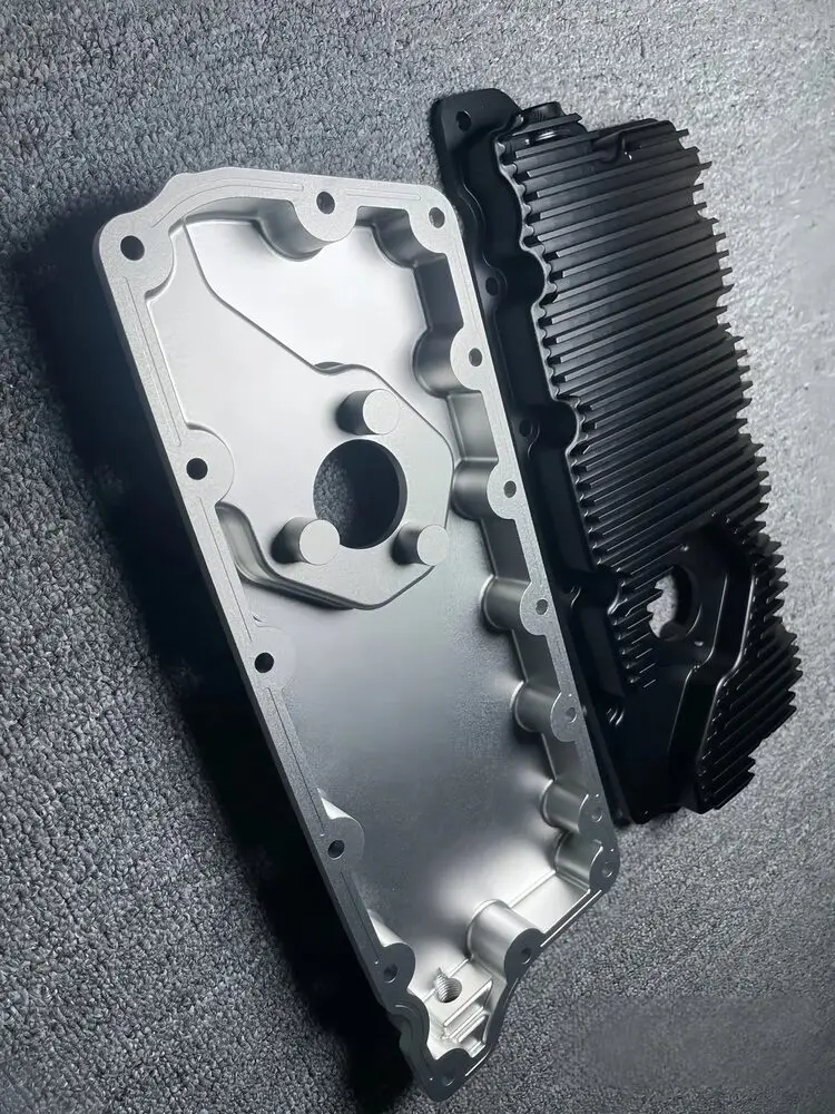 Finished aluminum enclosure with black surface treatment
